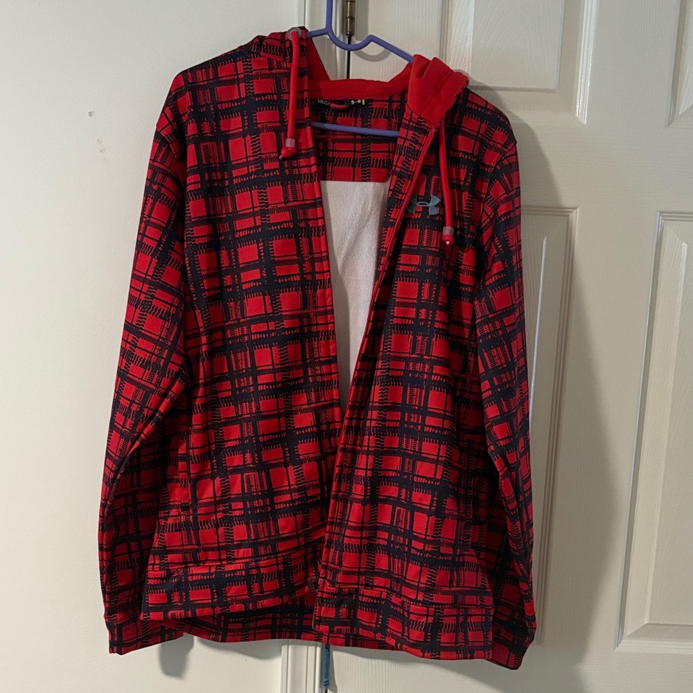 Red Plaid Men’s Zip Up Hoodie
